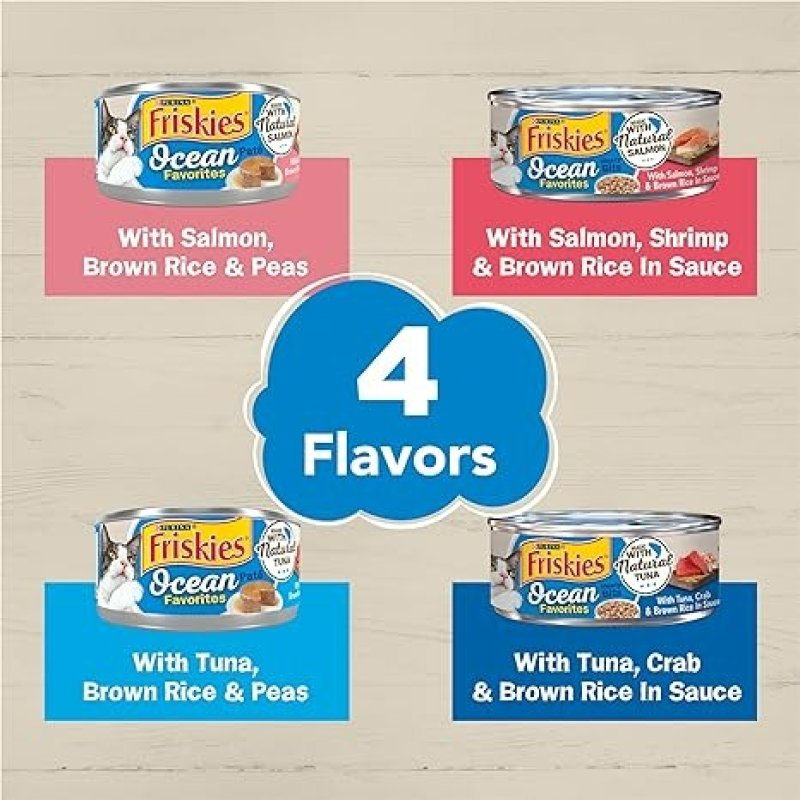 PURINA FRISKIES OCEAN FAVORITES WET CAT FOOD PATE AND MEATY BITS VARIETY PACK - 5.5 OZ - 24 ADET