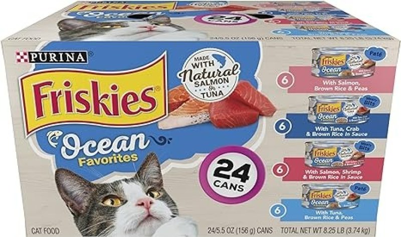 PURINA FRISKIES OCEAN FAVORITES WET CAT FOOD PATE AND MEATY BITS VARIETY PACK - 5.5 OZ - 24 ADET