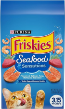PURINA FRISKIES DRY CAT FOOD, SEAFOOD SENSATIONS - 50.4 OZ - 4 ADET