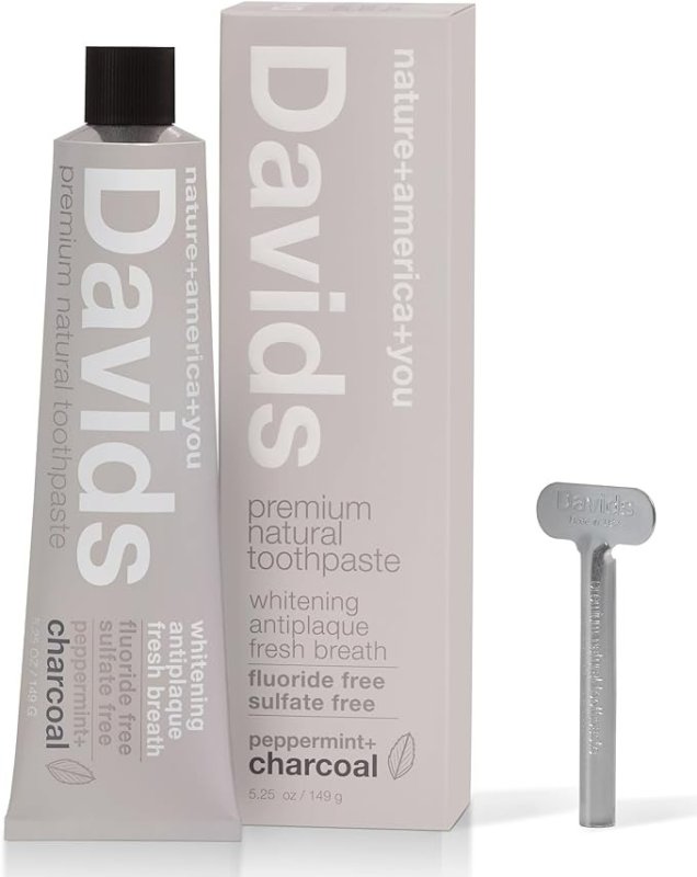 DAVIDS FLUORIDE FREE CHARCOAL TOOTHPASTE - NATURAL PEPPERMINT - 5.25 OZ