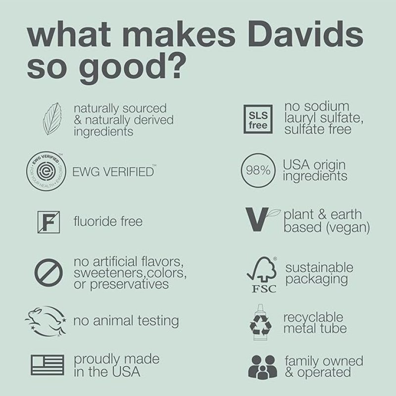 DAVIDS FLUORIDE FREE CHARCOAL TOOTHPASTE - NATURAL PEPPERMINT - 5.25 OZ