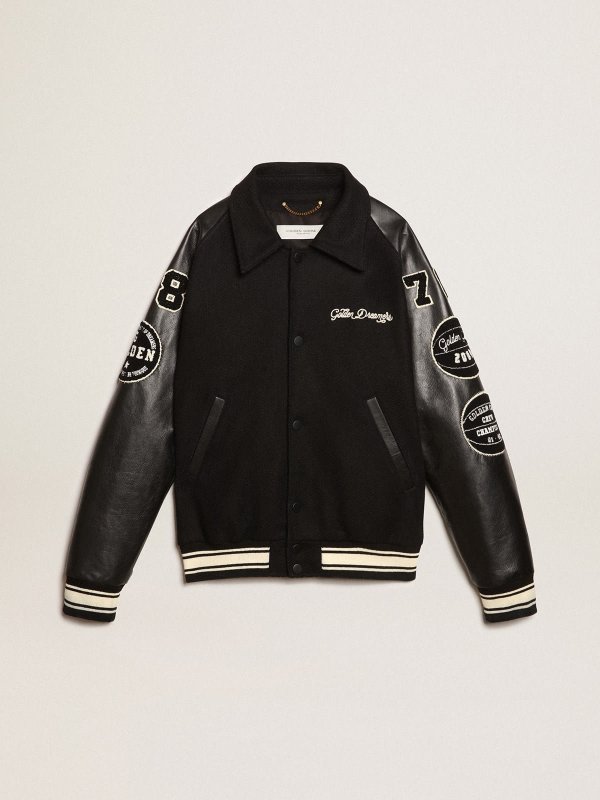 GOLDEN GOOSE BLACK WOOL BOMBER JACKET