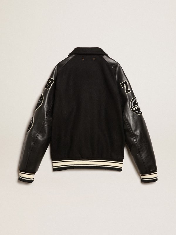 GOLDEN GOOSE BLACK WOOL BOMBER JACKET
