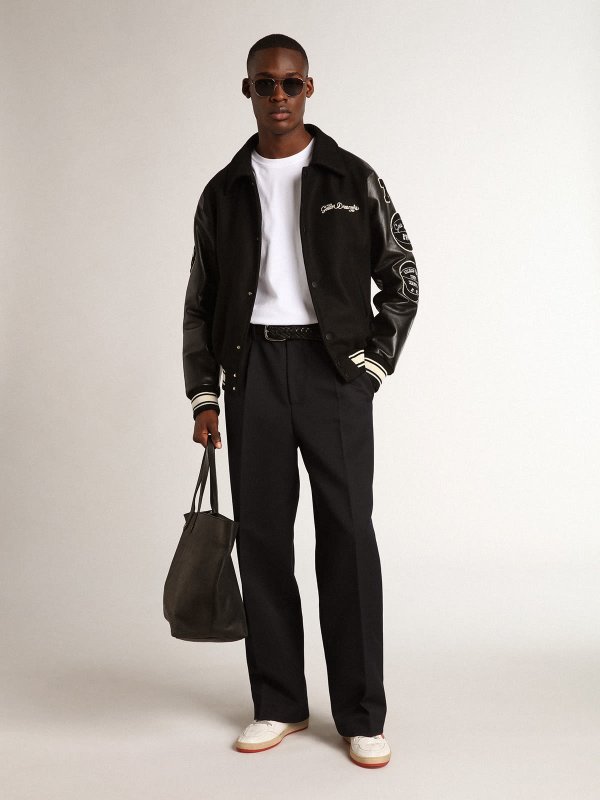 GOLDEN GOOSE BLACK WOOL BOMBER JACKET