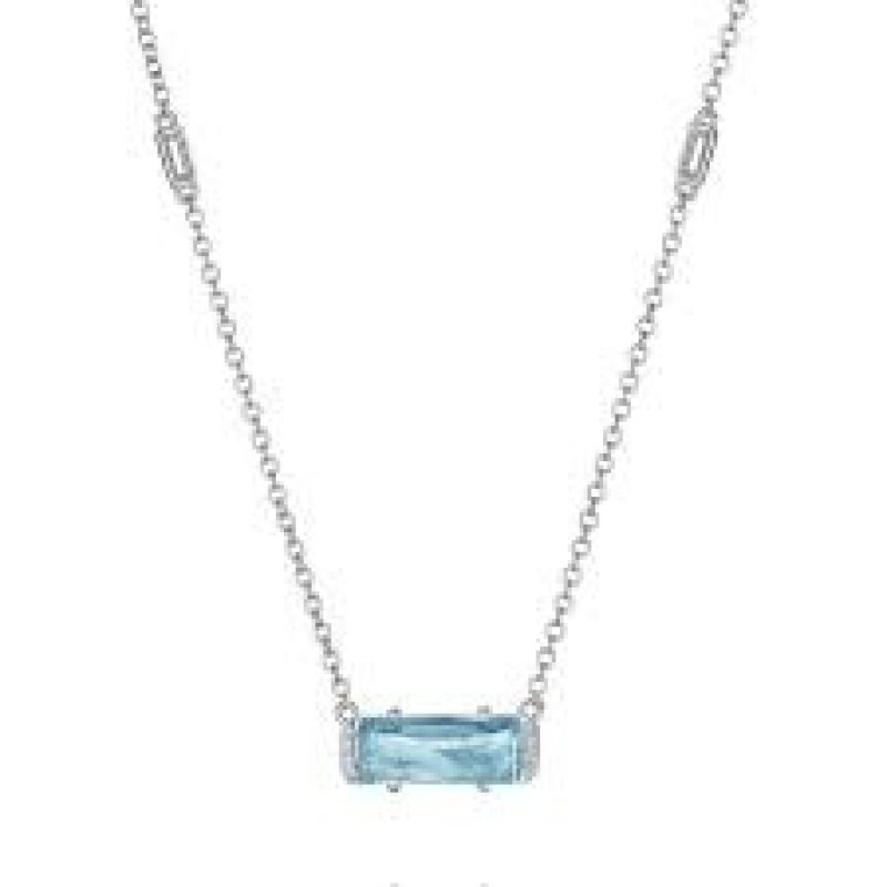 TACORI BLUE TOPAZ EAST WEST EMERALD FASHION STATION NECKLACE