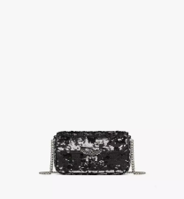 MCM HIMMEL SEQUIN SHOULDER BAG - SILVER