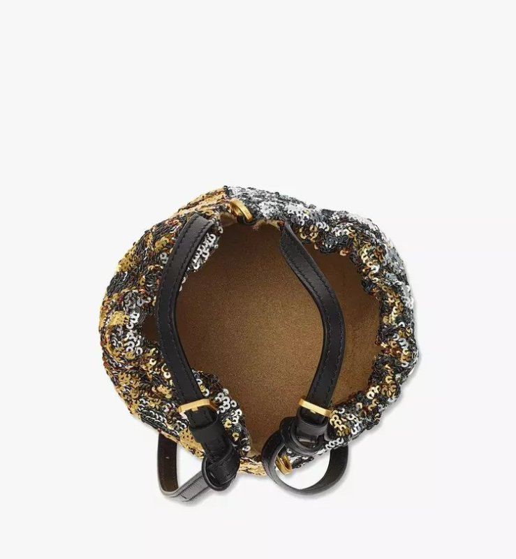 MCM HIMMEL SEQUIN DRAWSTRING BAG - GOLD