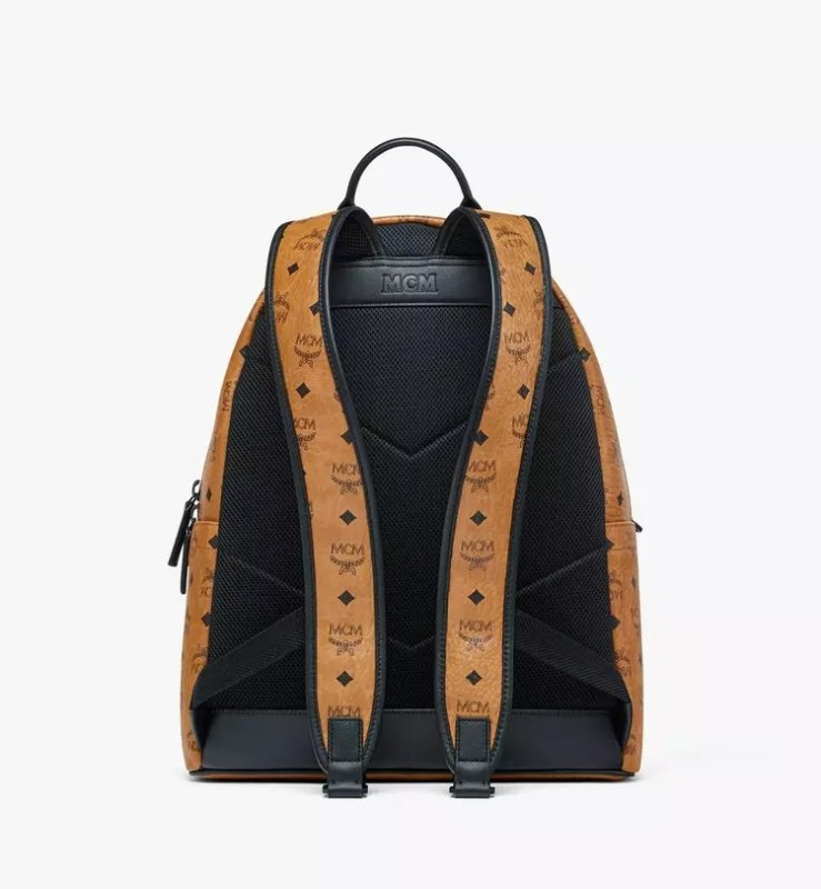 MCM STARK BACKPACK IN MEGA LAUREL VISETOS - COGNAC