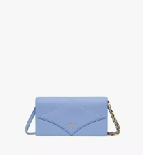 MCM DIAMOND CHAIN WALLET IN SPANISH CALF LEATHER - BLUE