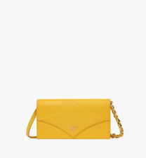 MCM DIAMOND CHAIN WALLET IN SPANISH CALF LEATHER - YELLOW