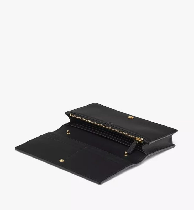 MCM DIAMOND CHAIN WALLET IN SPANISH CALF LEATHER - BLACK