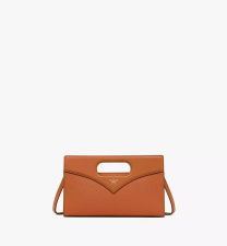 MCM DIAMOND TOTE IN EMBOSSED LEATHER - COGNAC