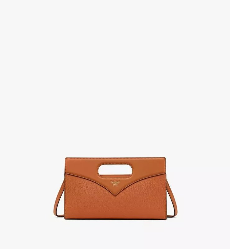 MCM DIAMOND TOTE IN EMBOSSED LEATHER - COGNAC
