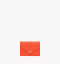 MCM DIAMOND SNAP WALLET IN SPANISH CALF LEATHER - ORANGE