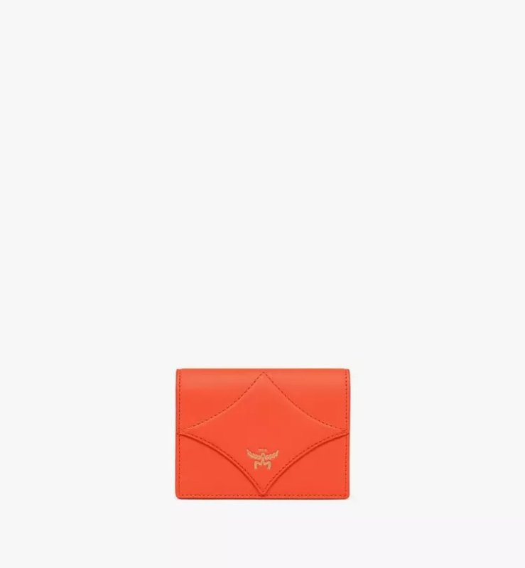 MCM DIAMOND SNAP WALLET IN SPANISH CALF LEATHER - ORANGE