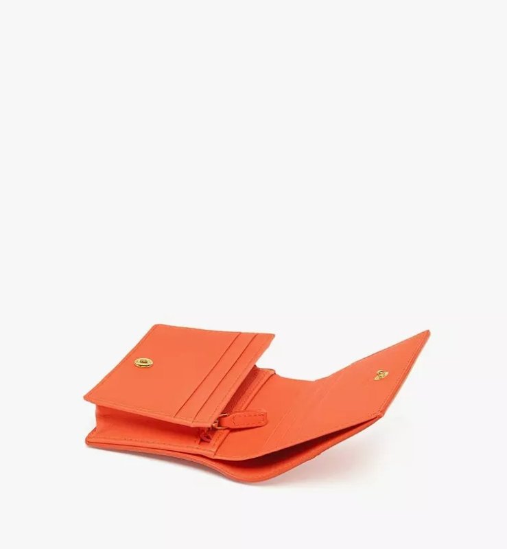 MCM DIAMOND SNAP WALLET IN SPANISH CALF LEATHER - ORANGE