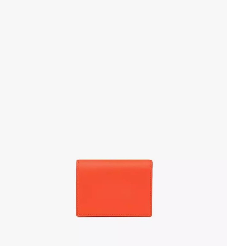 MCM DIAMOND SNAP WALLET IN SPANISH CALF LEATHER - ORANGE