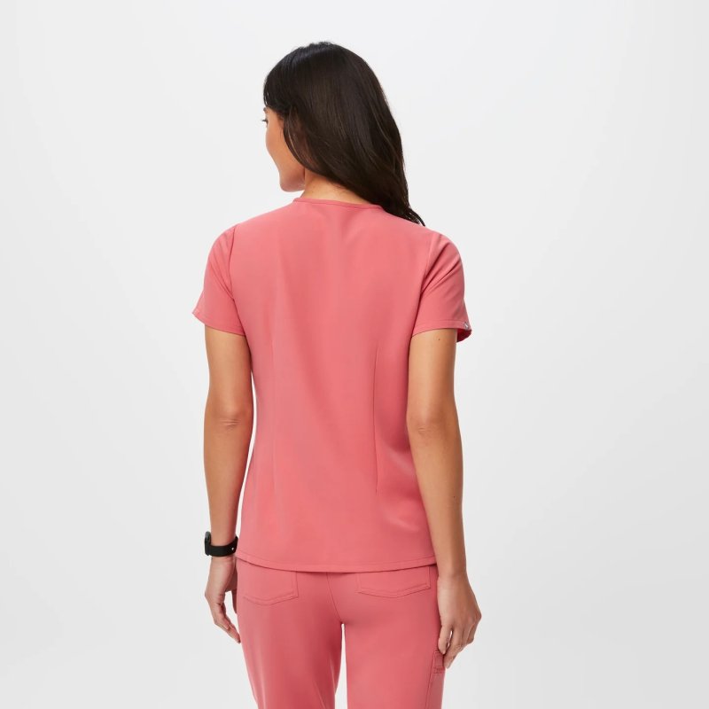 FIGS CATARINA ONE-POCKET SCRUB TOP - DESERT ROSE
