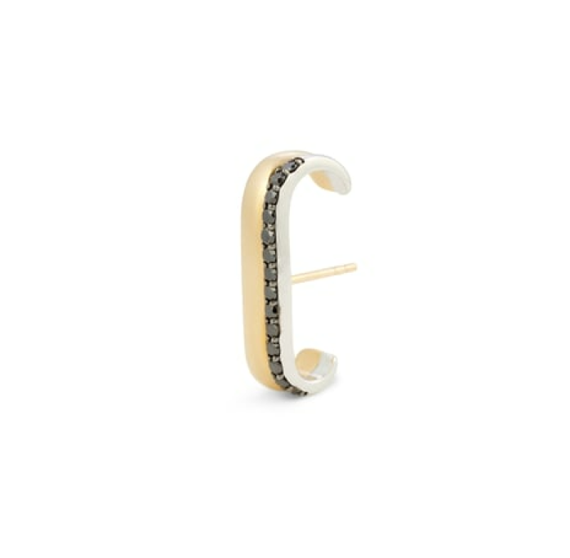 G. LABEL BY GOOP FIENE YELLOW GOLD AND BLACK PAVé EAR CUFF