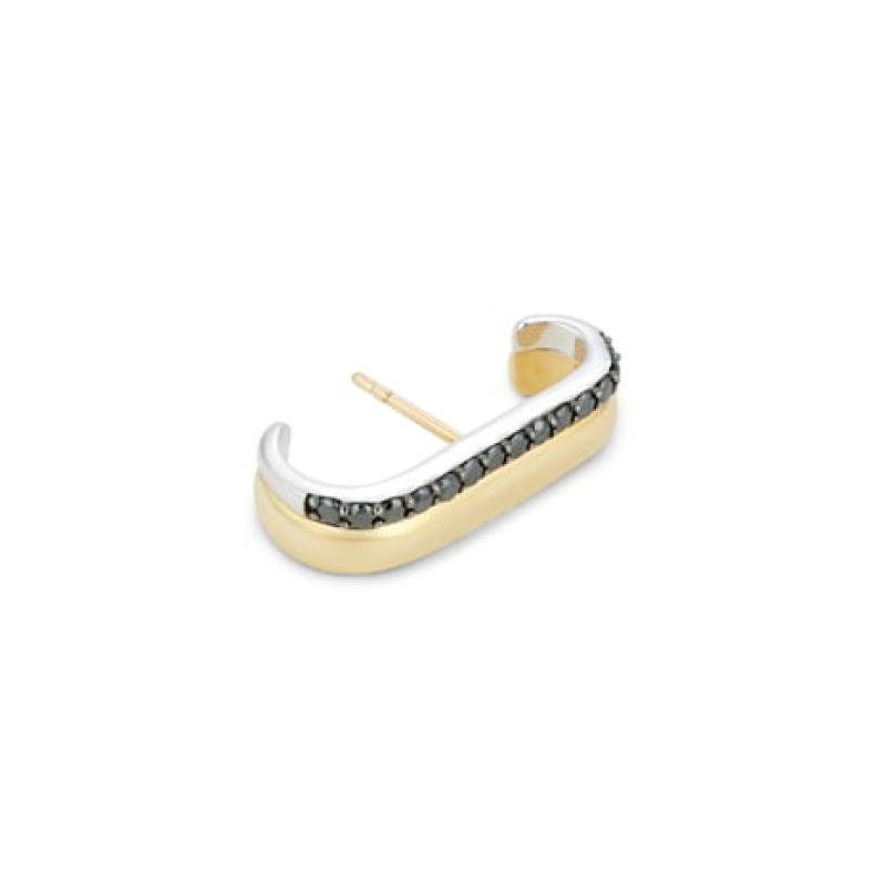 G. LABEL BY GOOP FIENE YELLOW GOLD AND BLACK PAVé EAR CUFF