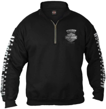 HARLEY-DAVIDSON MEN'S LIGHTNING CREST 1/4 ZIP CADET PULLOVER SWEATSHIRT - BLACK
