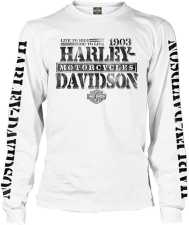 HARLEY-DAVIDSON MEN'S DISTRESSED FREEDOM FIGHTER LONG SLEEVE SHIRT - WHITE