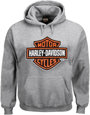 HARLEY-DAVIDSON MEN'S PULLOVER SWEATSHIRT, BAR & SHIELD HOODIE - GRAY