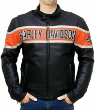 HARLEY DAVIDSON BLACK BIKER HARLEY LEATHER JACKETS FOR MEN