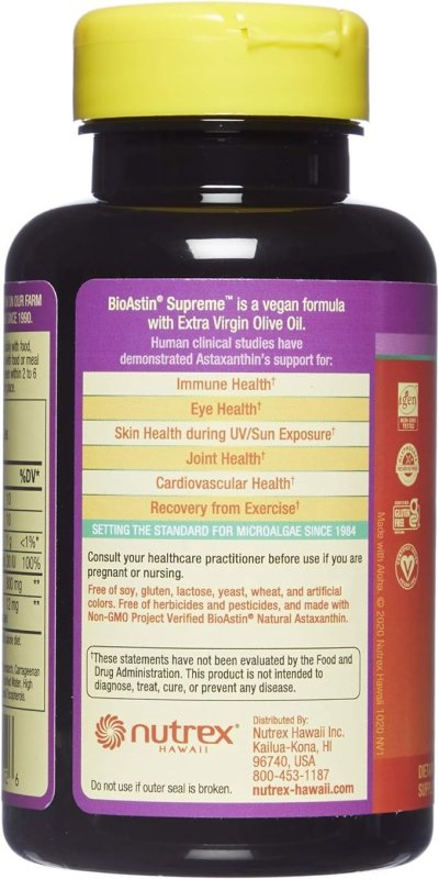 NUTREX HAWAII BIOASTIN SUPREME HAWAIIAN ASTAXANTHIN - 6 MG - 60 SOFTGELS