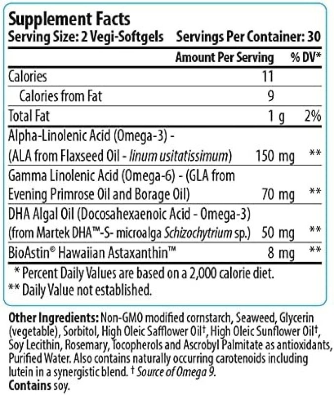 NUTREX HAWAII OMEGAASTIN – VEGAN OMEGA 3-6-9 & BIOASTIN HAWAIIAN ASTAXANTHIN - 60 GELCAPS