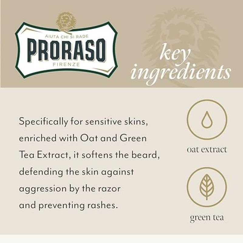 PRORASO PRE-SHAVE CONDITIONING CREAM FOR MEN  WITH OATMEAL AND GREEN TEA - 3.6 OZ