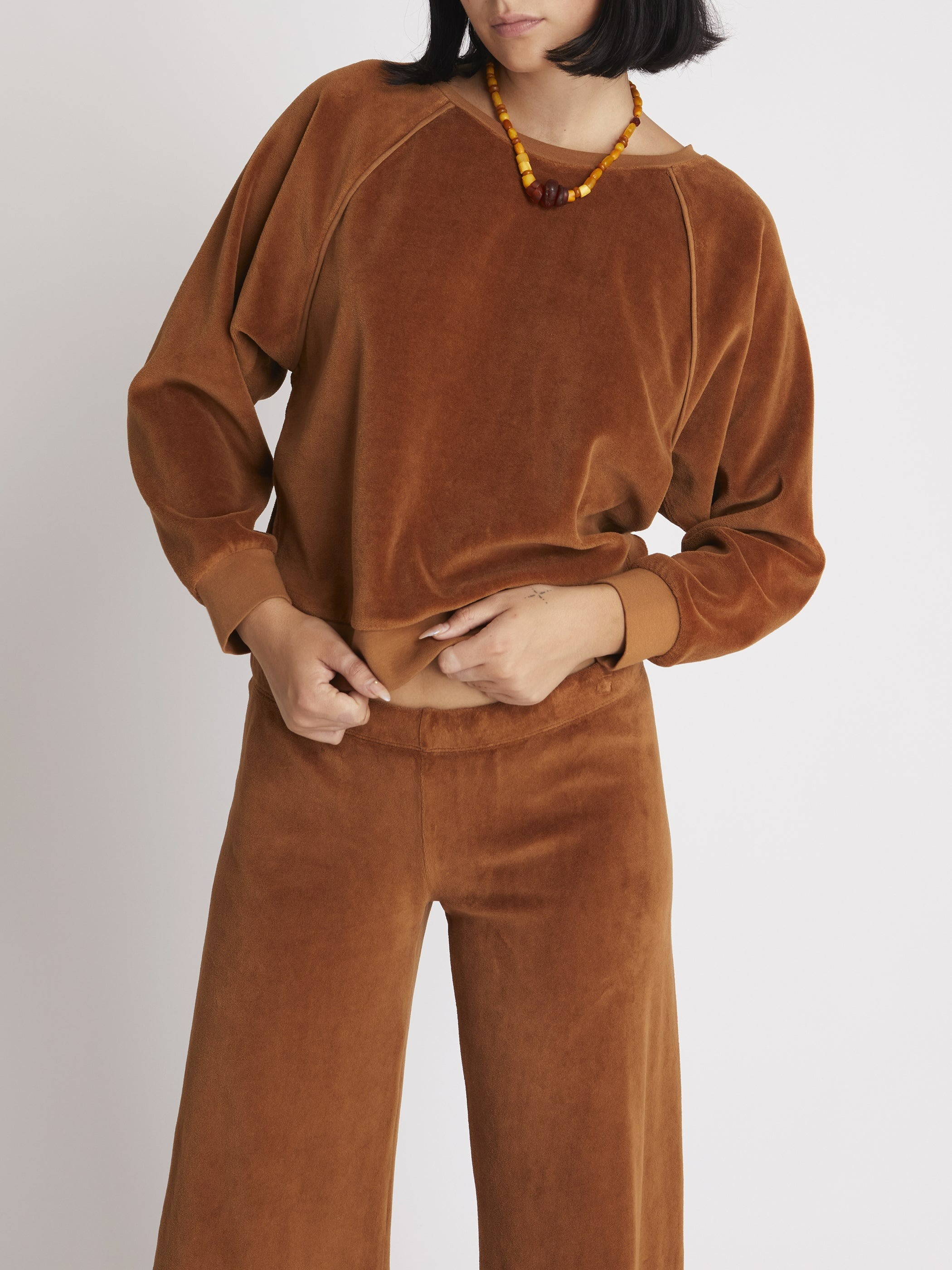 SUZIE KONDI THE SABA RAGLAN TOP IN VELOUR - COPPER