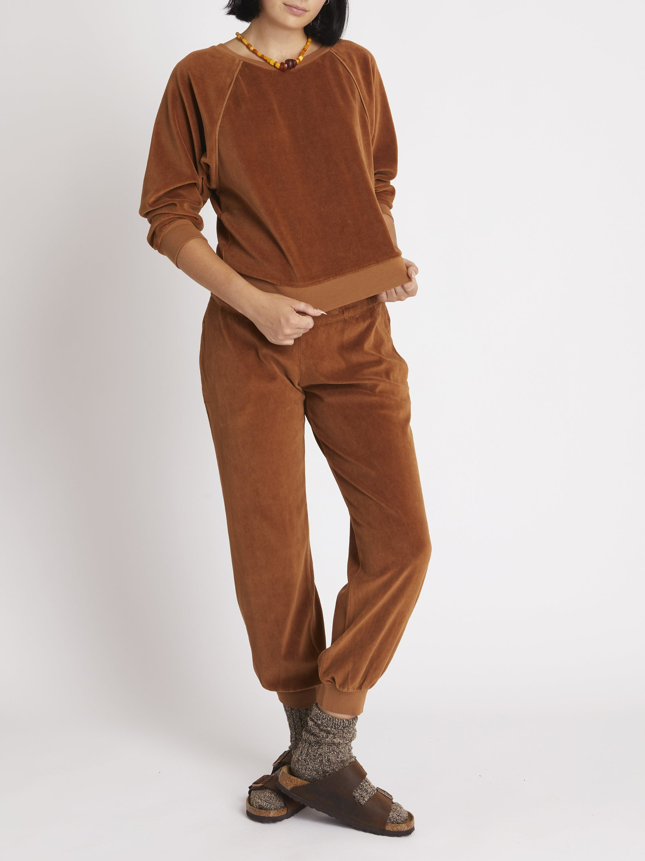 SUZIE KONDI THE SABA RAGLAN TOP IN VELOUR - COPPER