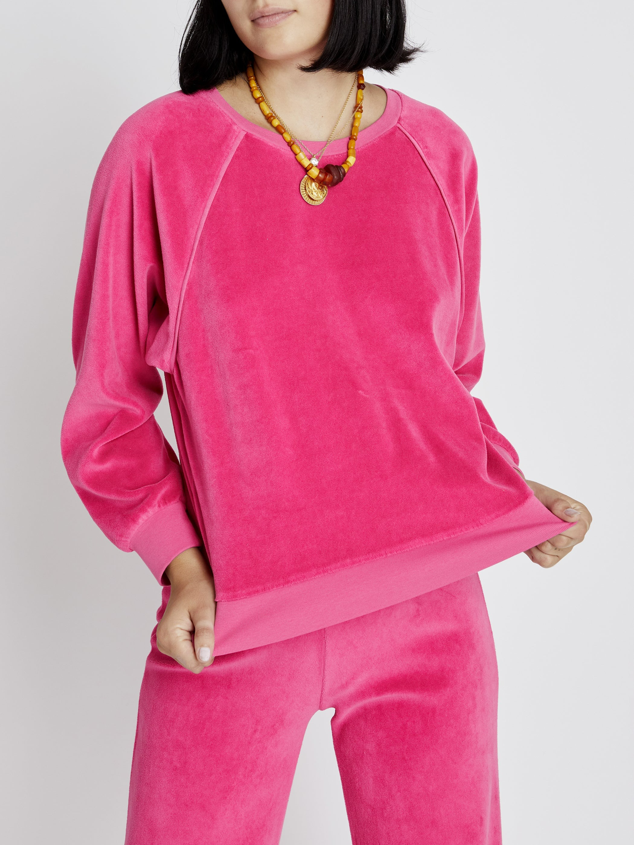 SUZIE KONDI THE SABA RAGLAN TOP IN VELOUR - AMARANTH