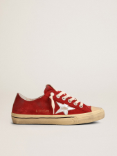 GOLDEN GOOSE MEN'S V-STAR LTD IN DARK RED SUEDE WITH SILVER STAR AND HEEL TAB