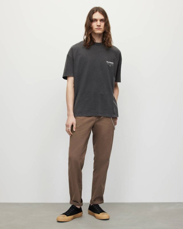 ALL SAINTS UNDERGROUND OVERSIZED CREW T SHIRT - WASHED BLACK