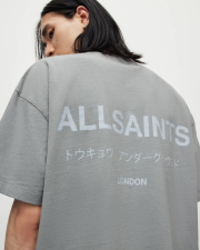 ALL SAINTS UNDERGROUND OVERSIZED CREW NECK T SHIRT - METALLIC GREY