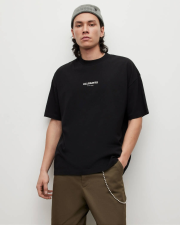 ALL SAINTS SUBVERSE OVERSIZED CREW NECK T SHIRT - JET BLACK