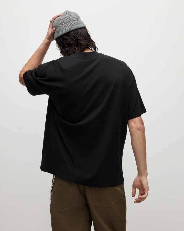 ALL SAINTS SUBVERSE OVERSIZED CREW NECK T SHIRT - JET BLACK