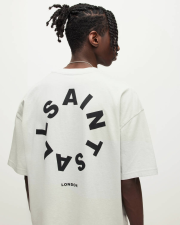 ALL SAINTS TIERRA OVERSIZED CREW NECK LOGO T SHIRT - COOL GREY