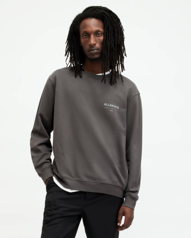 ALL SAINTS UNDERGROUND OVERSIZED CREW NECK SWEATSHIRT - SHADED GRAY
