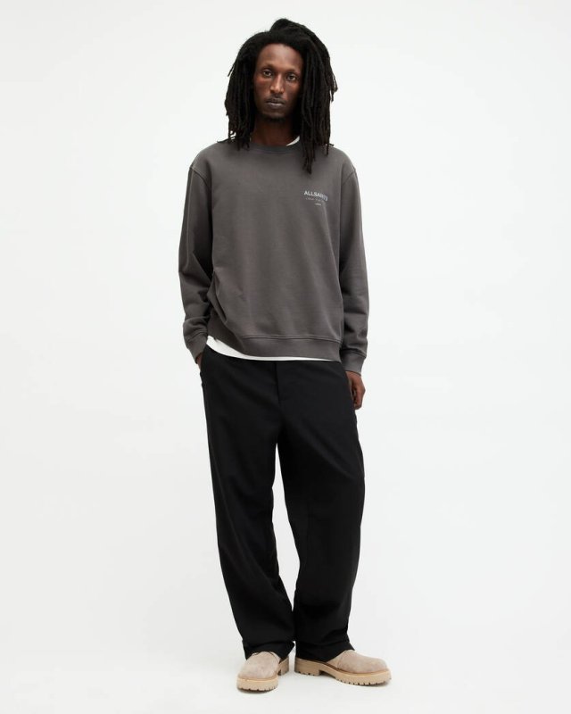 ALL SAINTS UNDERGROUND OVERSIZED CREW NECK SWEATSHIRT - SHADED GRAY