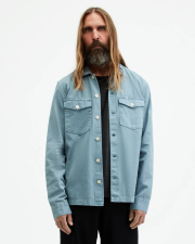 ALL SAINTS SPOTTER LONG SLEEVE MILITARY OVERSHIRT - DUSTY BLUE