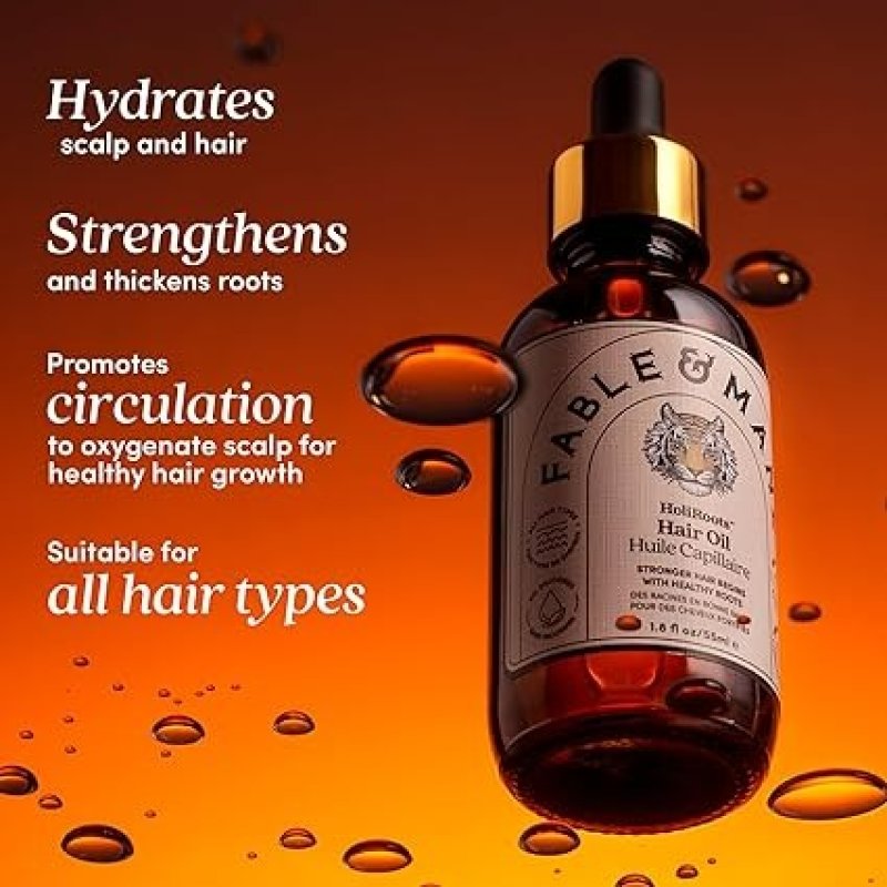 FABLE AND MANE HOLIROOTS INDIAN HAIR GROWTH OIL. STRENGTHENING SCALP TREATMENT - 1.8 FL OZ