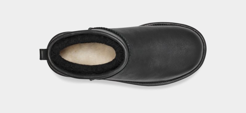 UGG WOMEN'S CLASSIC ULTRA MINI PLATFORM LEATHER - BLACK LEATHER