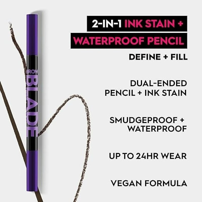 URBAN DECAY BROW BLADE 2-IN-1 MICROBLADING EYEBROW PEN + WATERPROOF PENCIL – DARK DRAPES