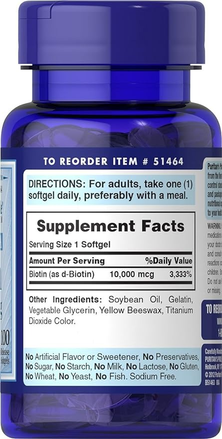 PURITAN'S PRIDE BIOTIN 10000 MCG - 100 ADET