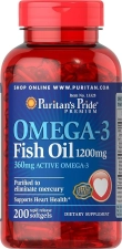 PURITAN'S PRIDE OMEGA-3 FISH OIL 300 MG -200 TABLET