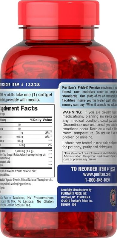 PURITAN'S PRIDE OMEGA-3 FISH OIL 300 MG -200 TABLET