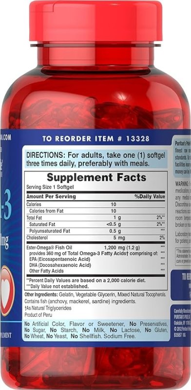 PURITAN'S PRIDE OMEGA-3 FISH OIL 300 MG -200 TABLET